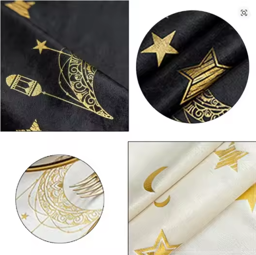 Ramadan Moon & Star Tablecloth – Elegant Islamic Home Decor for Iftar & Suhoor(140 x 140 cm)
