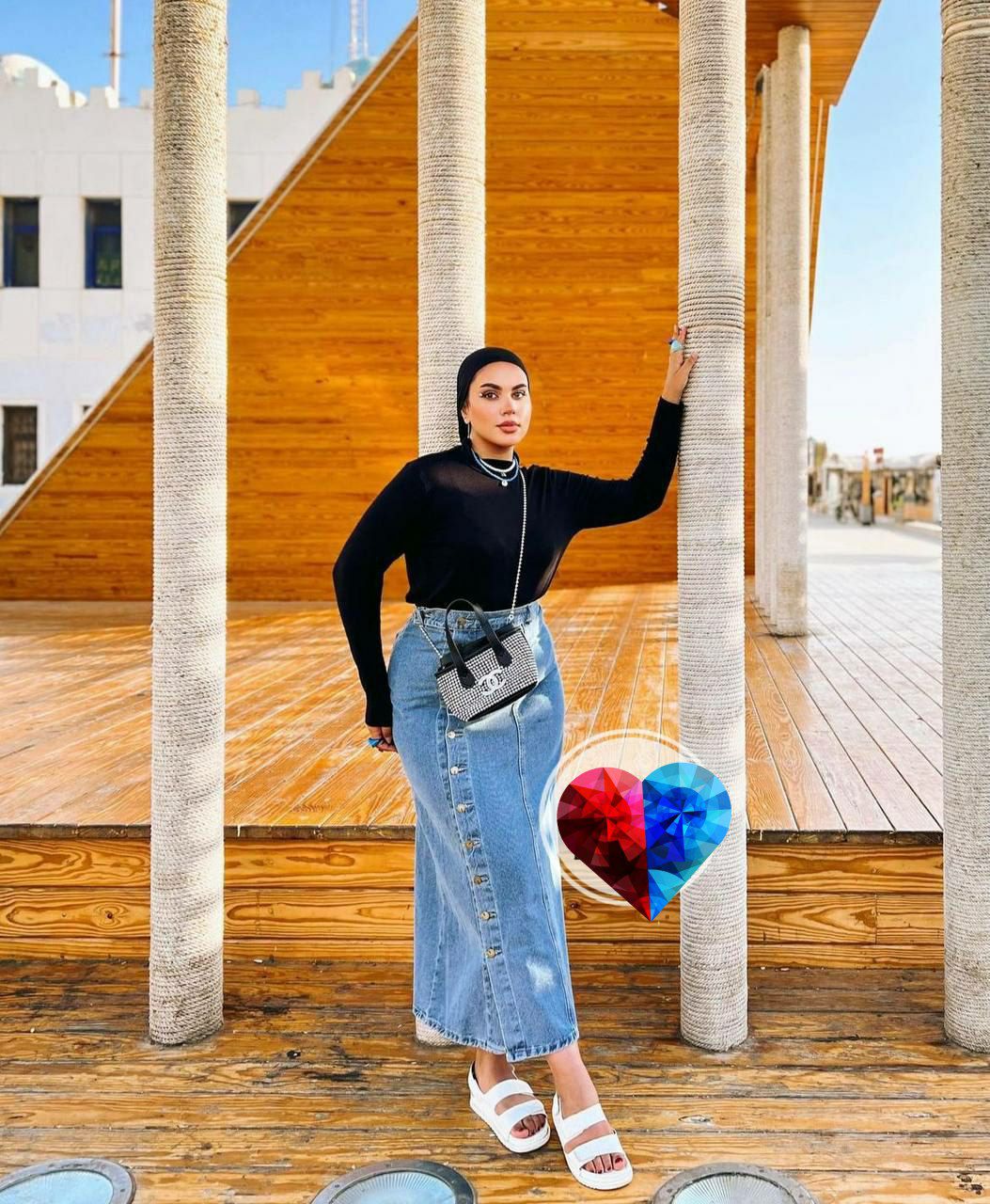 Long Buttoned Jeans Skirt