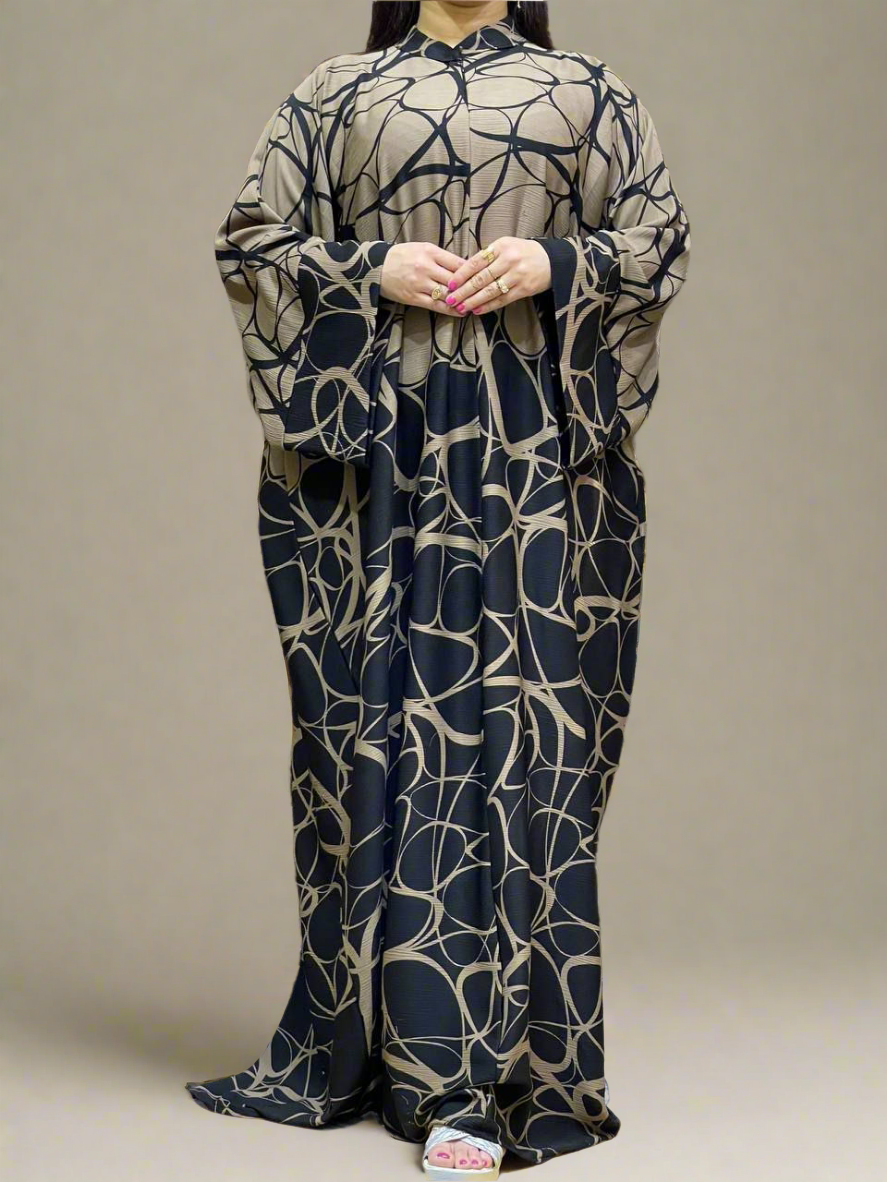 Modern Art Crinkled Crepe Abaya
