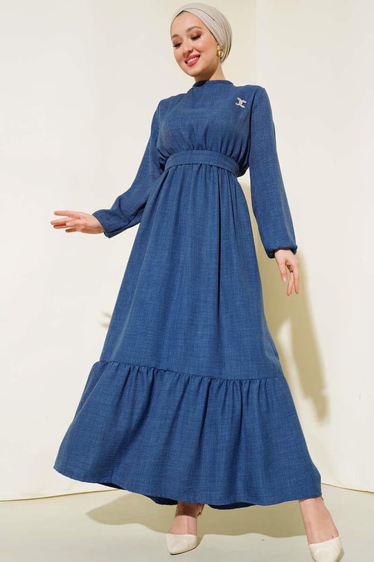Elegant Indigo Linen Dress