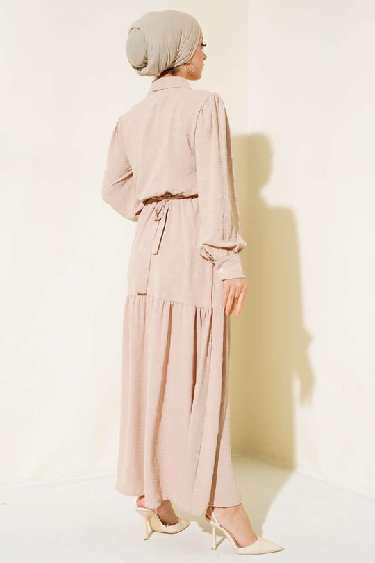 Elegant Embossed Belted Dress