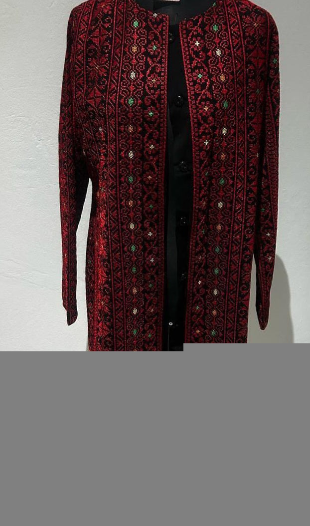 Embroidered Open Abaya Coat – Inner Layer with Belt | Modest Jacket (2 Sizes)