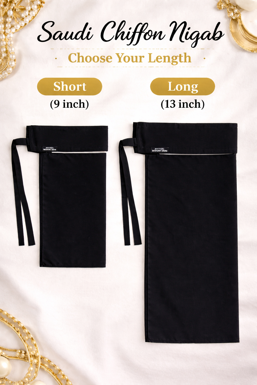 Saudi Chiffon Niqab | Structured Forehead Design | Not See-Through | Short & Long | Muslima Shop