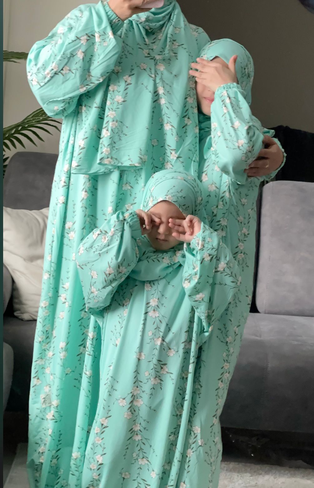 Floral Mother & Daughter Modest Prayer Dress Set – Soft Cotton & Lycra