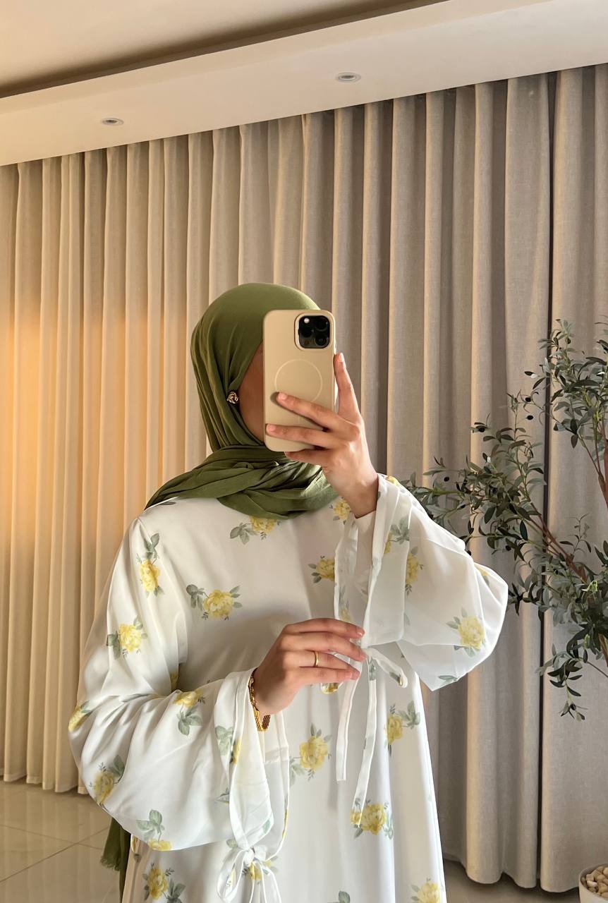 Women's Floral Chiffon Maxi Dress – Modest Floral Layered Chiffon Abaya Dress