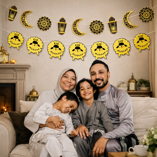 Eid Paper Garland Decorations – Moon, Lantern & Sheep Banner Set