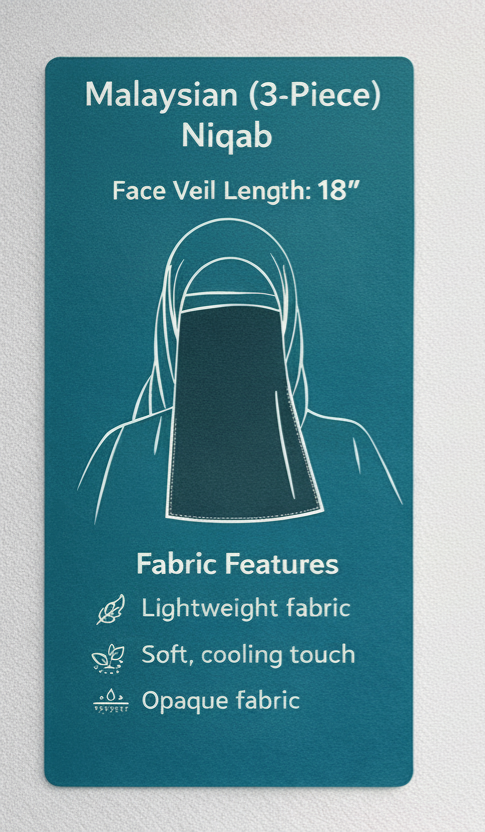 Malaysian 3-Piece Niqab Set – Lightweight & Full Coverage