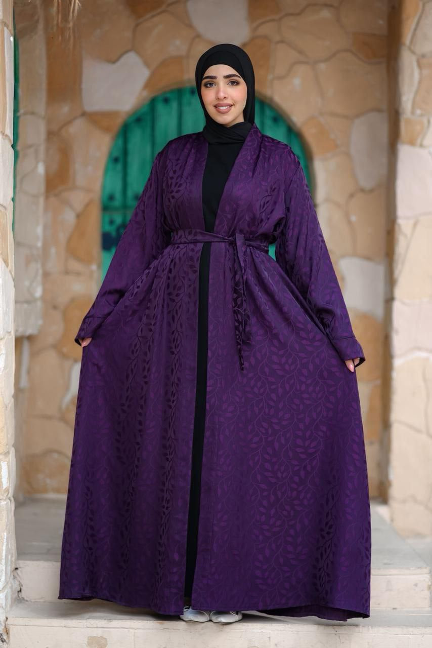 Women's Modest Royal Elegance 2-Piece Open Abaya Set