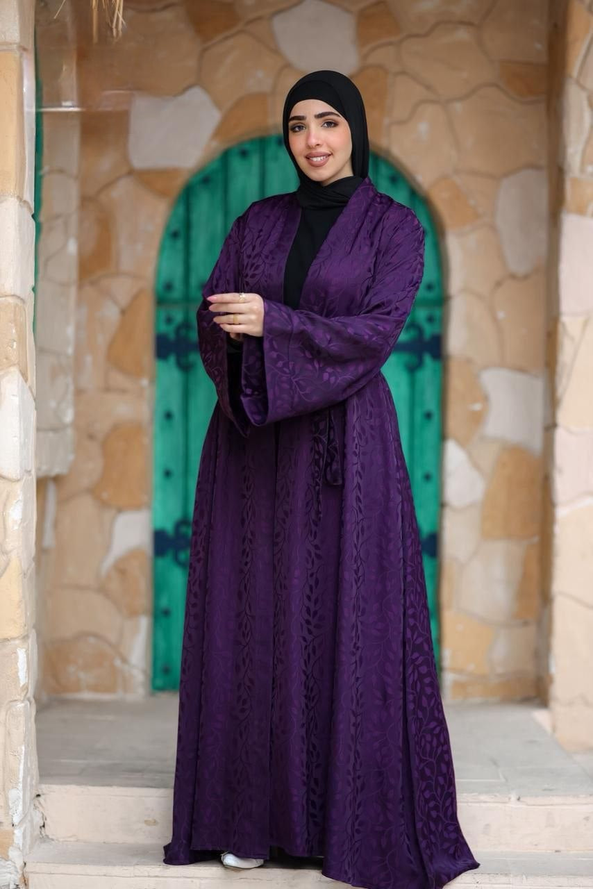 Women's Modest Royal Elegance 2-Piece Open Abaya Set