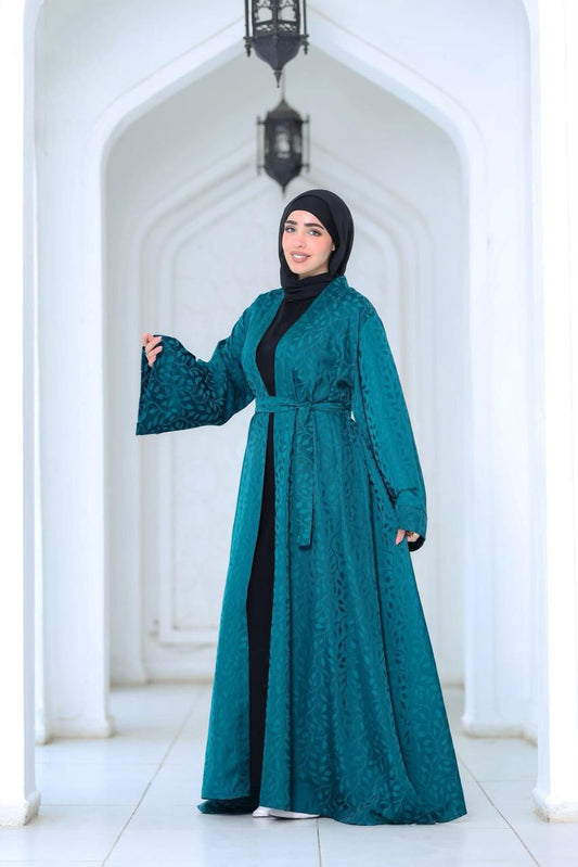 Women's Modest Royal Elegance 2-Piece Open Abaya Set