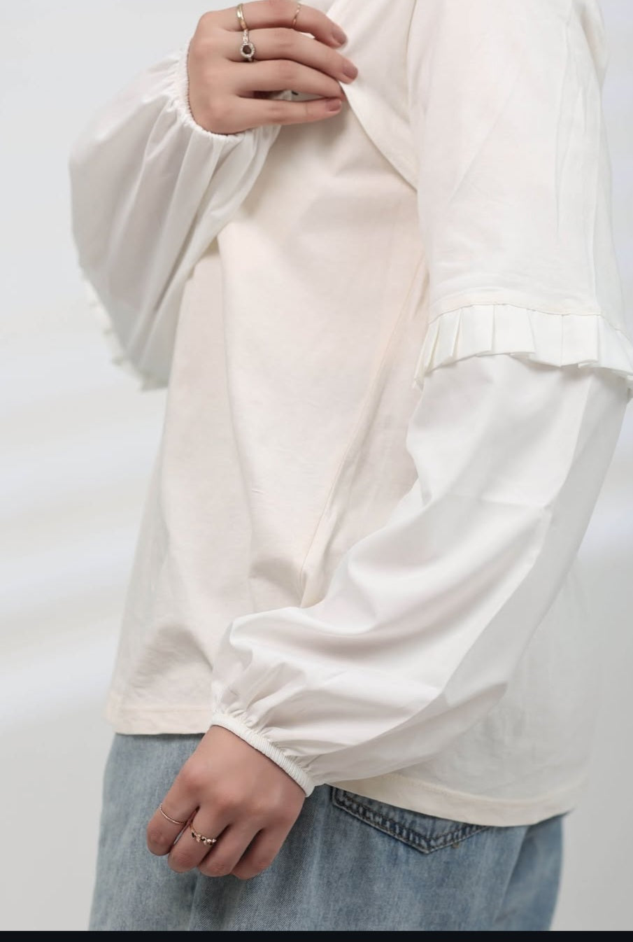 Women Ruffle Sleeve Modest Top