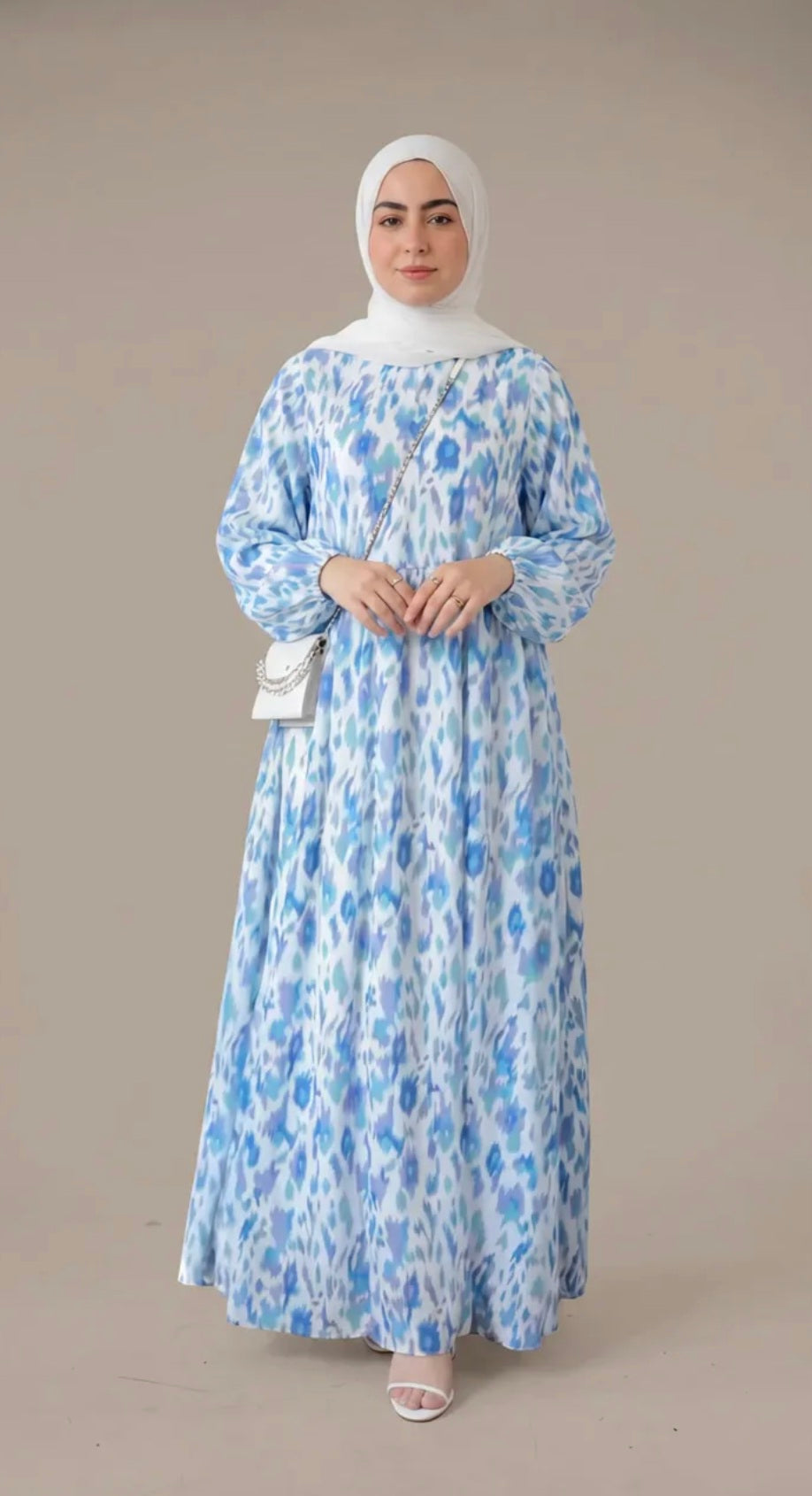 Women's Floral Chiffon Maxi Dress | Modest Belted Dress